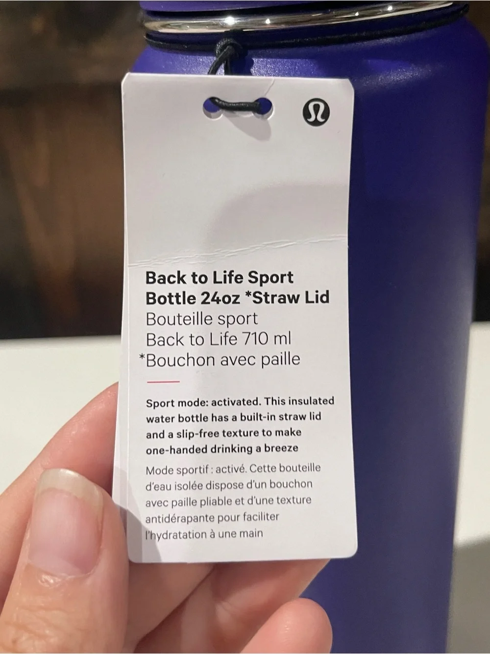 NEW Lululemon Purple Back to Life Sport Bottle 24oz Straw Lid